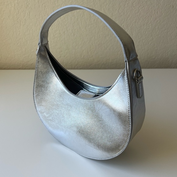 LOFT Metallic Crescent Crossbody Bag | Silver | NWT - Picture 4 of 13